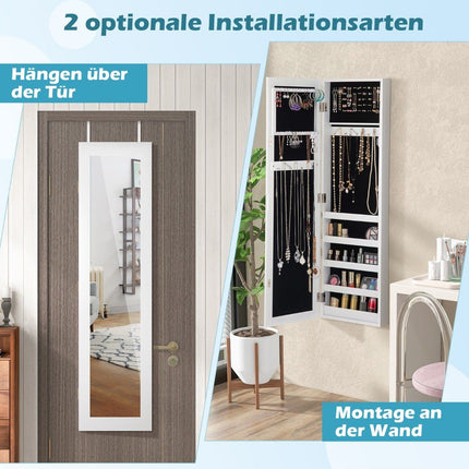 Wall-Mounted Jewelry Cabinet with Mirror and Storage