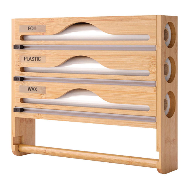 Wall-Mounted Kitchen Roll and Foil Dispenser with Cutter