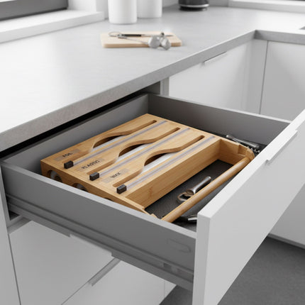 Wall-Mounted Kitchen Roll and Foil Dispenser with Cutter