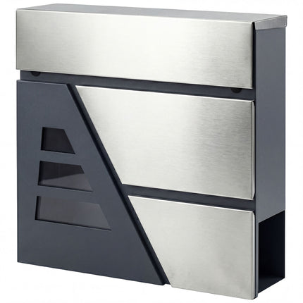 Wall-Mounted Mailbox, 13L, Quiet Close, Dark Grey