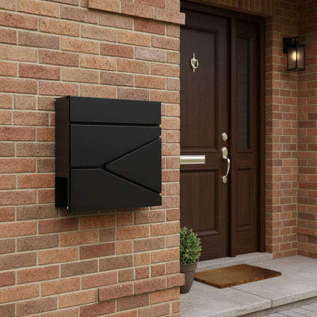 Wall-Mounted Mailbox with Newspaper Slot & Rain Canopy