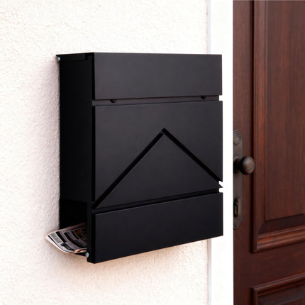Wall-Mounted Metal Postbox with Newspaper Holder