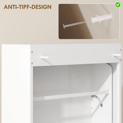 Wall-Mounted Metal Shoe Cabinet, 3 Flip Drawers, White