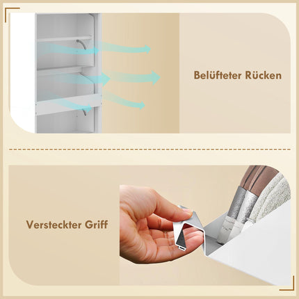 Wall-Mounted Metal Shoe Cabinet, 3 Flip Drawers, White
