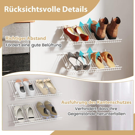 Wall-Mounted Metal Shoe Rack Set, 2-Piece, Customizable