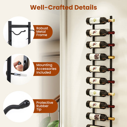 Wall-Mounted Metal Wine Rack, 6–12 Bottle, Black