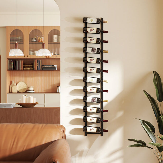 Wall-Mounted Metal Wine Rack, 6–12 Bottle, Black
