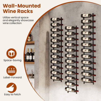Wall-Mounted Metal Wine Rack, 6–12 Bottle, Black
