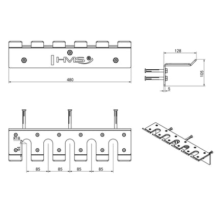Wall Mounted Olympic Bar Holder – Commercial Use