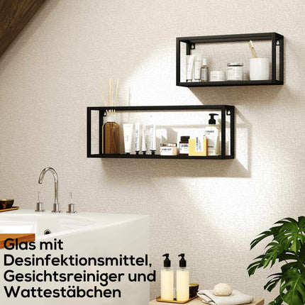 Wall-Mounted Steel Shelves Set, Black, 15 kg Capacity