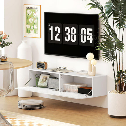 Wall-Mounted TV Cabinet, Floating Media Console, White