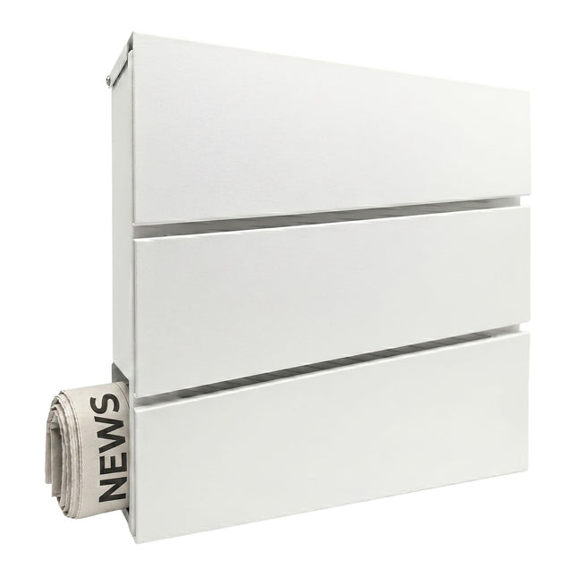 Wall-Mounted White Letterbox with Magazine Holder