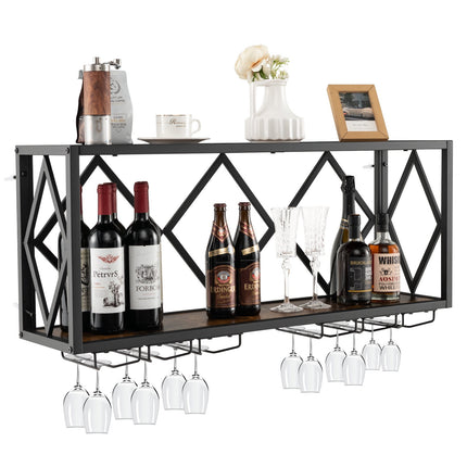 Wall-Mounted Wine Rack, 39 Bottles, 12 Glasses