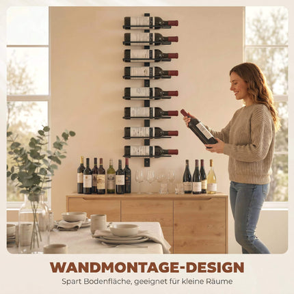 Wall-Mounted Wine Rack, 8-Bottle, Black Steel Tube