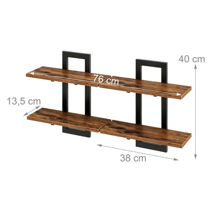 Wall Shelf Set of 2, MDF & Iron – Brown