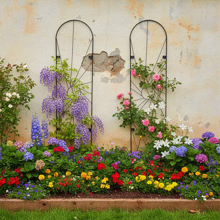 Wall Trellis Set, 2-Pack Powder-Coated Steel For Climbing Plants