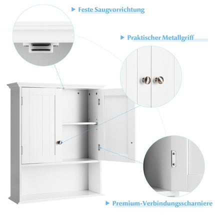 Wall cabinet bathroom wall cabinet wooden wall cabinet 60 x 20 x 70.5 cm white