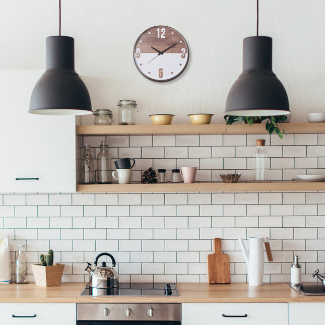 Wall clock wooden look/white
