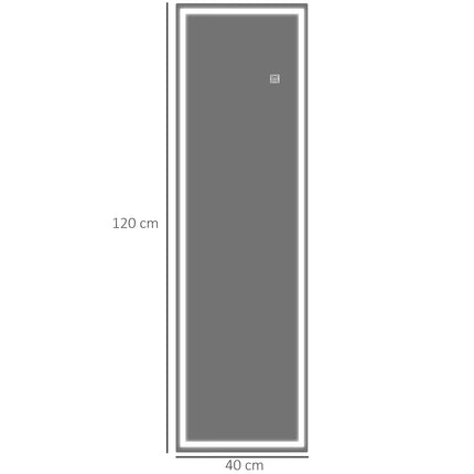 Full-length rectangular wall mirror with LED light, 120 x 40 cm