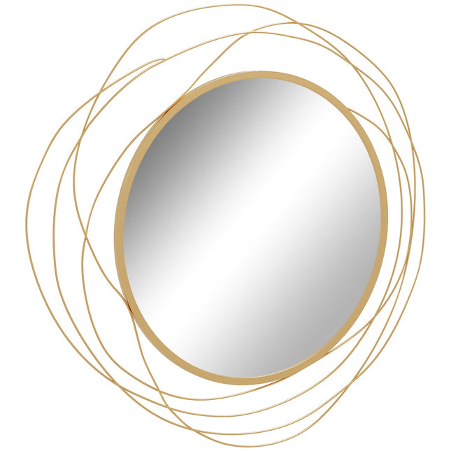 Gold round wall mirror, 65 cm - Metal frame, decorative