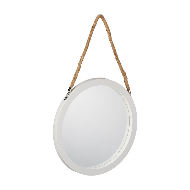 Wall mirror with rope suspension