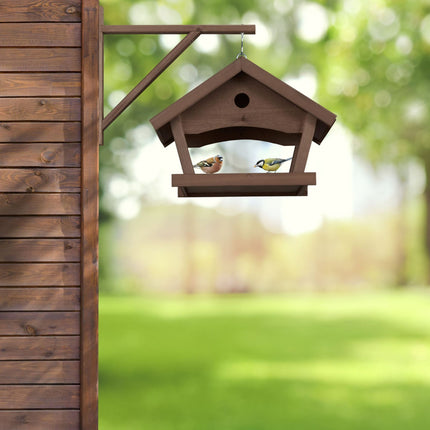 Wall-mounted bird table brown