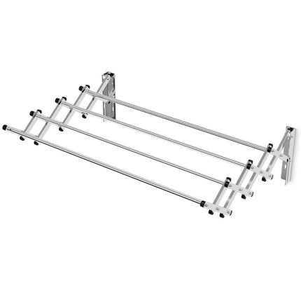 Wall-mounted clothes rack, extendable wall dryer made of stainless steel with 8 bars, load capacity 25 kg