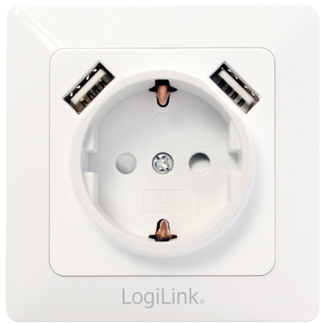Wall outlet 230V with 2xUSB 2.1A