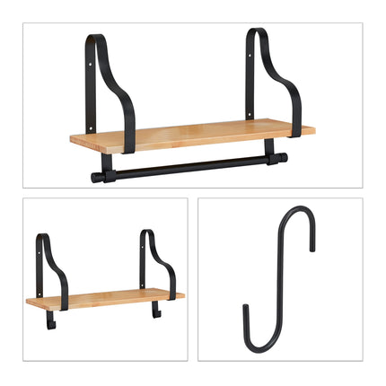 Wall shelf for kitchen with hooks