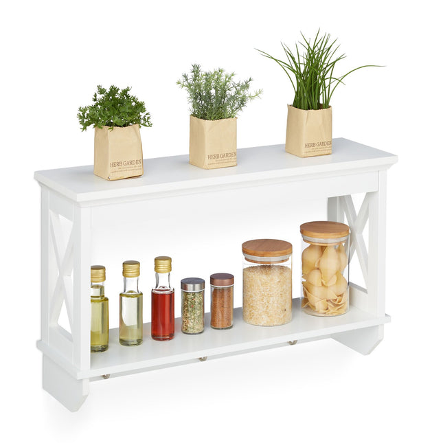 Wall shelf with 3 hooks