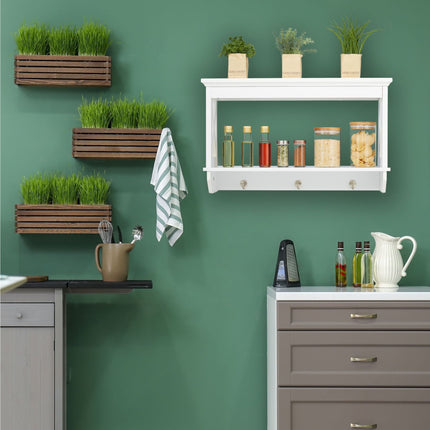 Wall shelf with 3 hooks