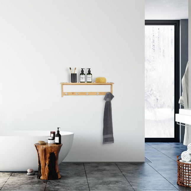 Wall shelf with 5 hooks