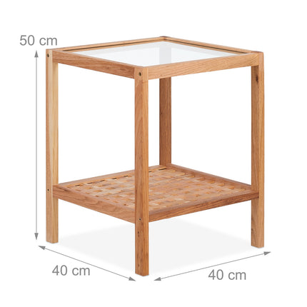 Walnut Coffee Table with Glass Top, Two Shelves