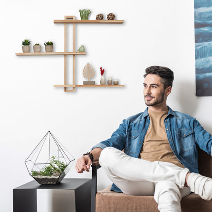 Walnut Floating Shelf with 3 Tiers for Wall Decor