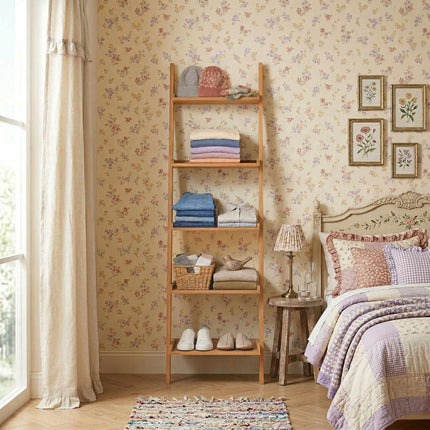 Walnut Ladder Shelf, 5-Tier, Natural Finish, 189 cm