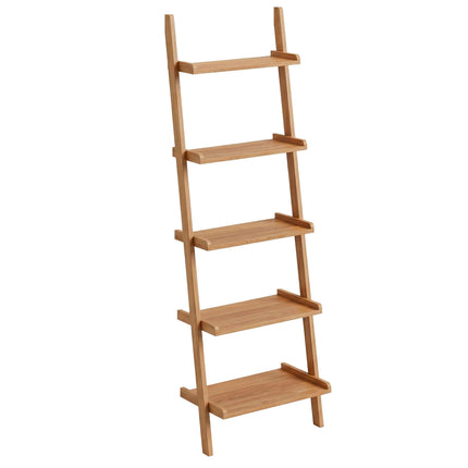 Walnut Ladder Shelf, 5-Tier, Natural Finish, 189 cm