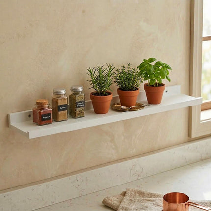 Walnut Picture Ledge Shelf, Narrow With Raised Lip