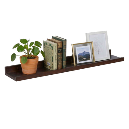 Walnut Wall Shelf, Narrow Picture Ledge With Lip