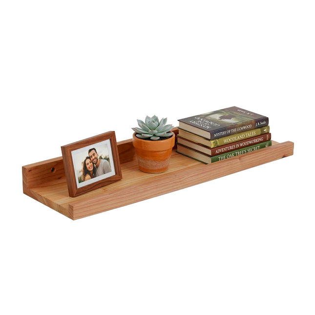 Walnut Wall Shelf, Narrow Picture Ledge With Lip