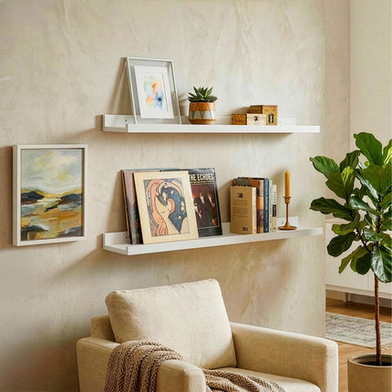 Walnut Wall Shelf, Picture Ledge With Raised Edge
