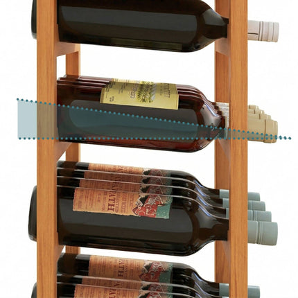Walnut Wine Rack, Holds 28 Bottles, Horizontal Storage
