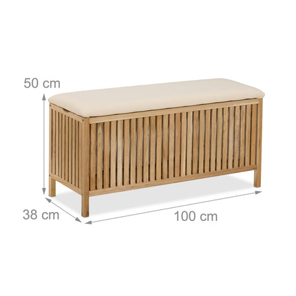 Walnut Wood Laundry Chest with Cushion Seat