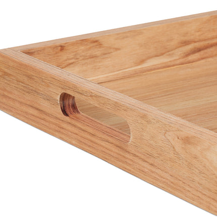 Walnut Wood & MDF Large Serving Tray with Handles
