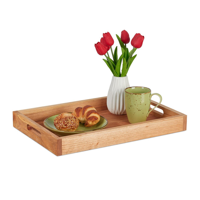 Serveerschaal van walnotenhout met handgrepen, groot formaat