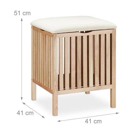 Walnut Wood Washing Basket with Seat