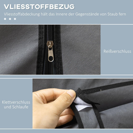 Folding wardrobe, zipper, non-woven, dark grey