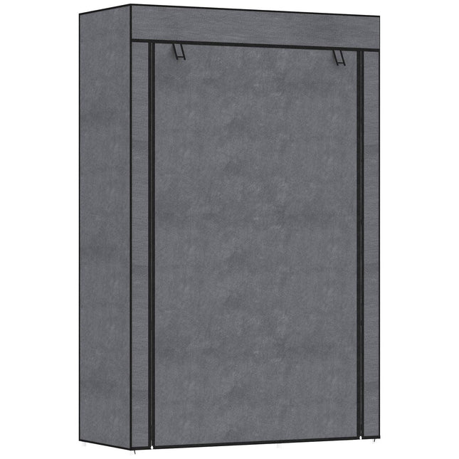 Folding wardrobe with rail & 6 compartments, dark grey
