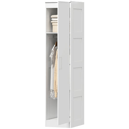 Wardrobe with Clothes Rail, Shelf, Soft-Close Door, White, 40x52x180 cm