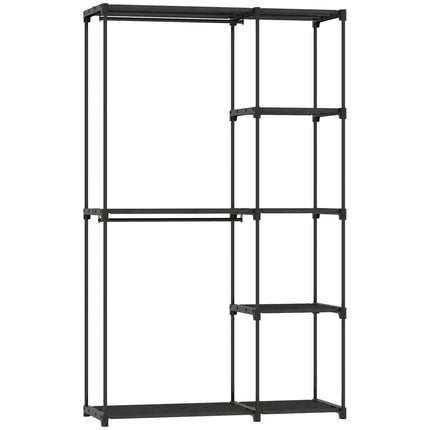 Wardrobe with Hanging Rail and Shelves, 111x43x185 cm, Black