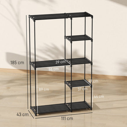 Wardrobe with Hanging Rail and Shelves, 111x43x185 cm, Black